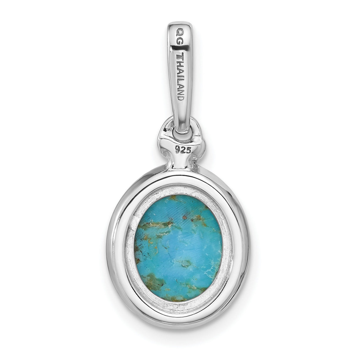 Sterling Silver Oval Pendant with Natural Turquoise, Boho Spiritual Southwestern Style