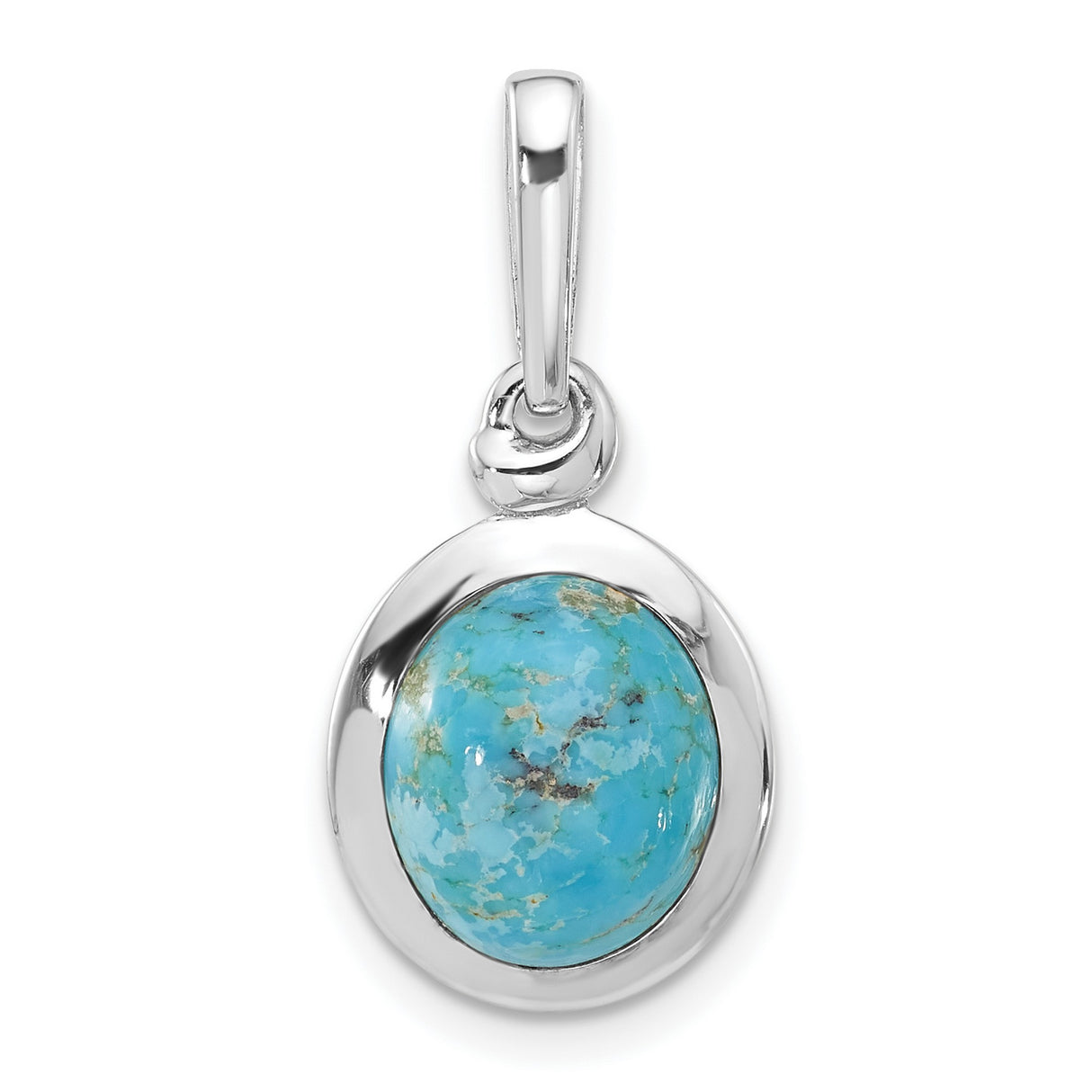 Sterling Silver Oval Pendant with Natural Turquoise, Boho Spiritual Southwestern Style
