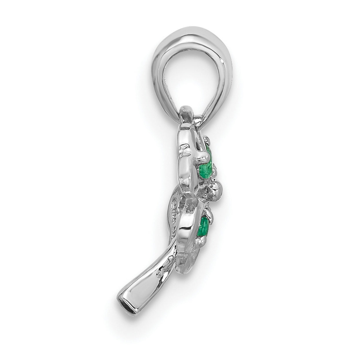 Sterling Silver Four Leaf Clover Pendant with Cubic Zirconia, Irish Lucky Charm Jewelry