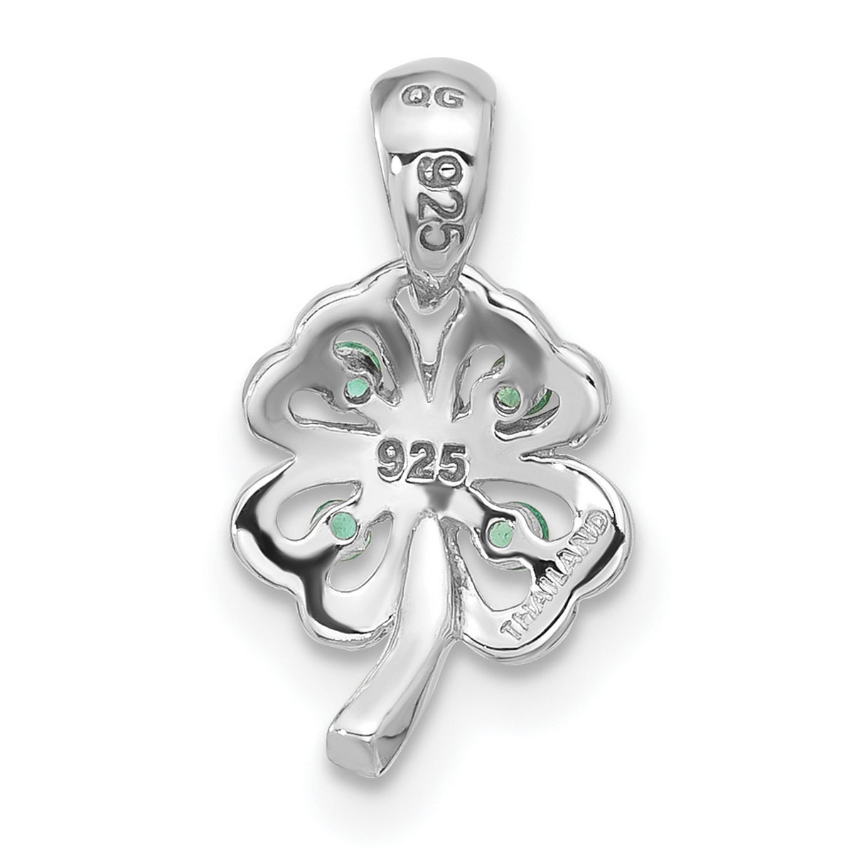 Sterling Silver Four Leaf Clover Pendant with Cubic Zirconia, Irish Lucky Charm Jewelry