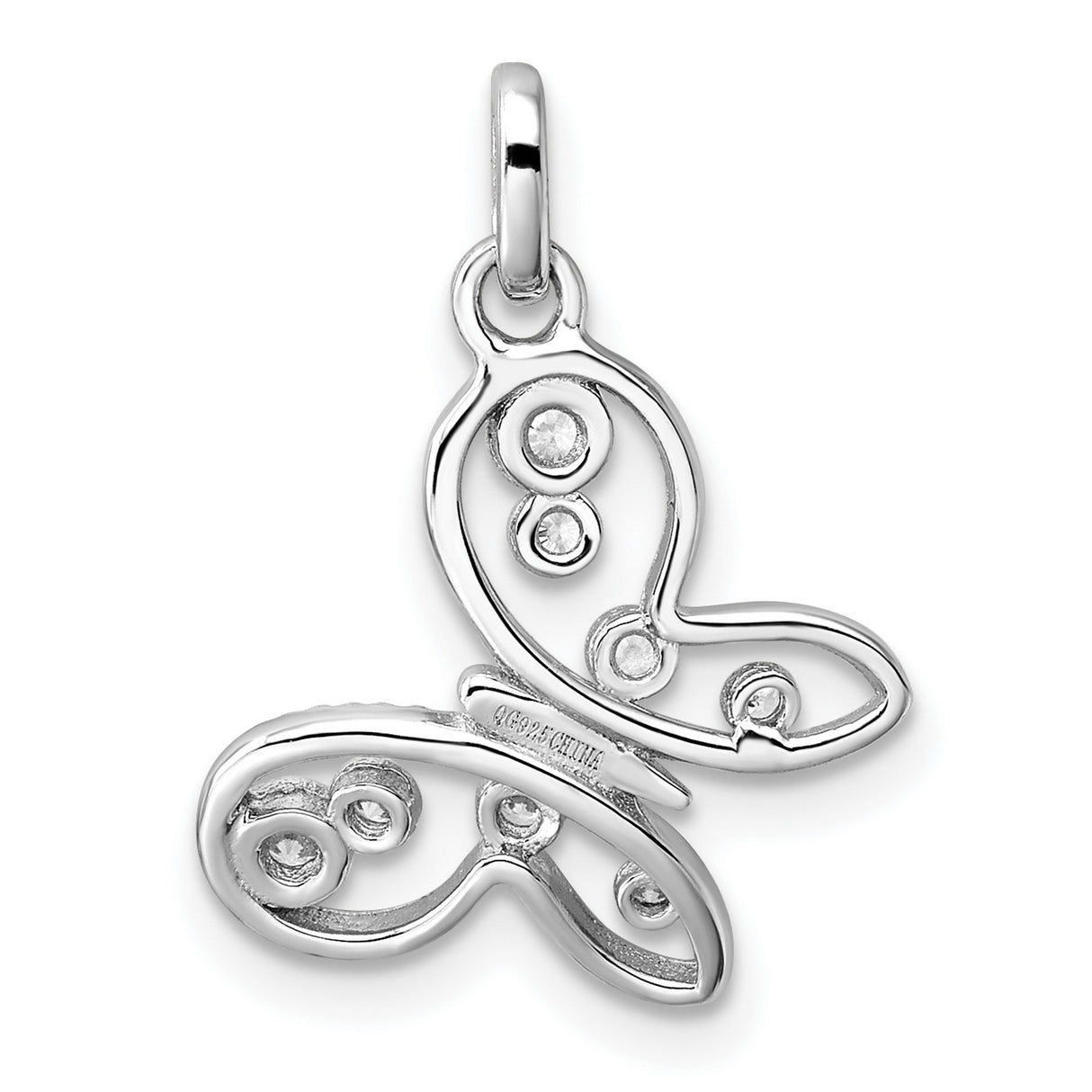 Sterling Silver Butterfly Pendant with Open Filigree Wings and Cubic Zirconia Accents