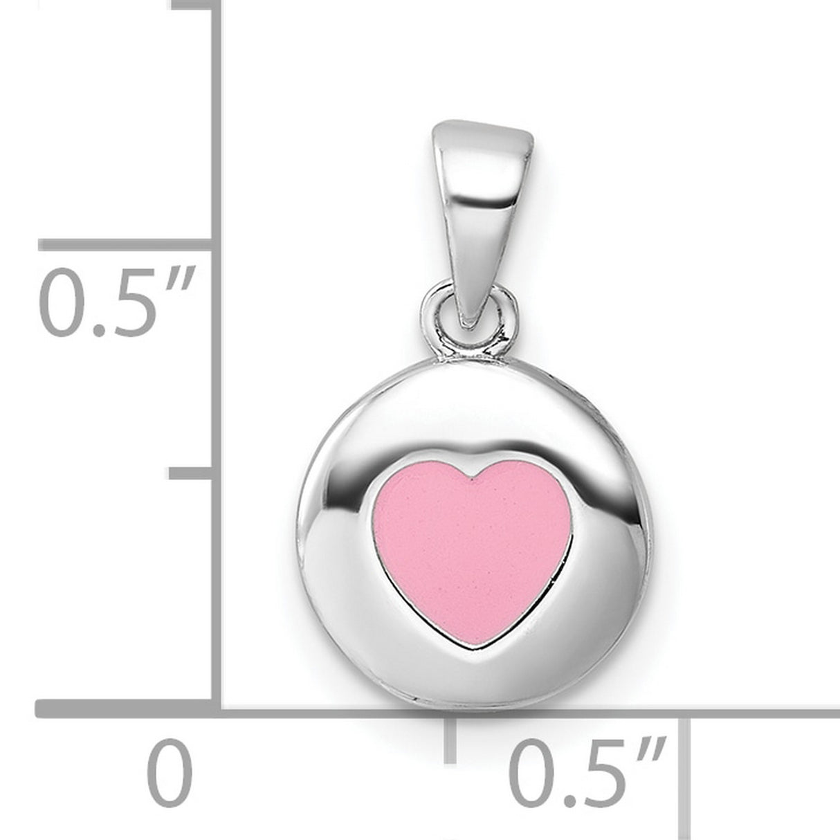 Sterling Silver Heart Pendant with Pink Enamel Center, Romantic Dainty Jewelry for Women