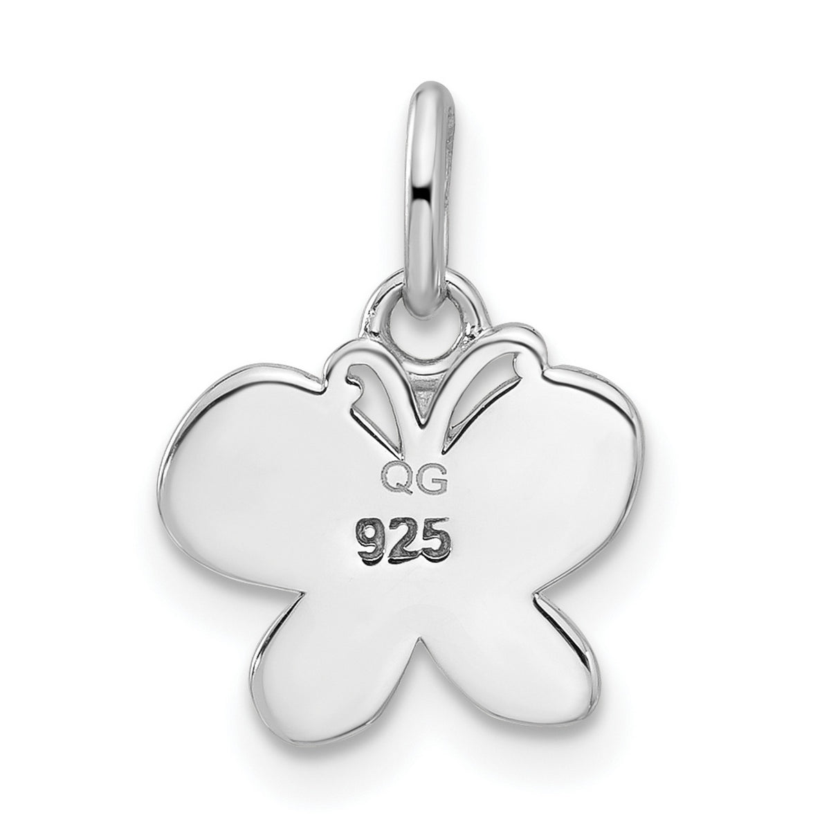 Sterling Silver Butterfly Pendant with Pink and Blue Enamel Wings and Heart Detail