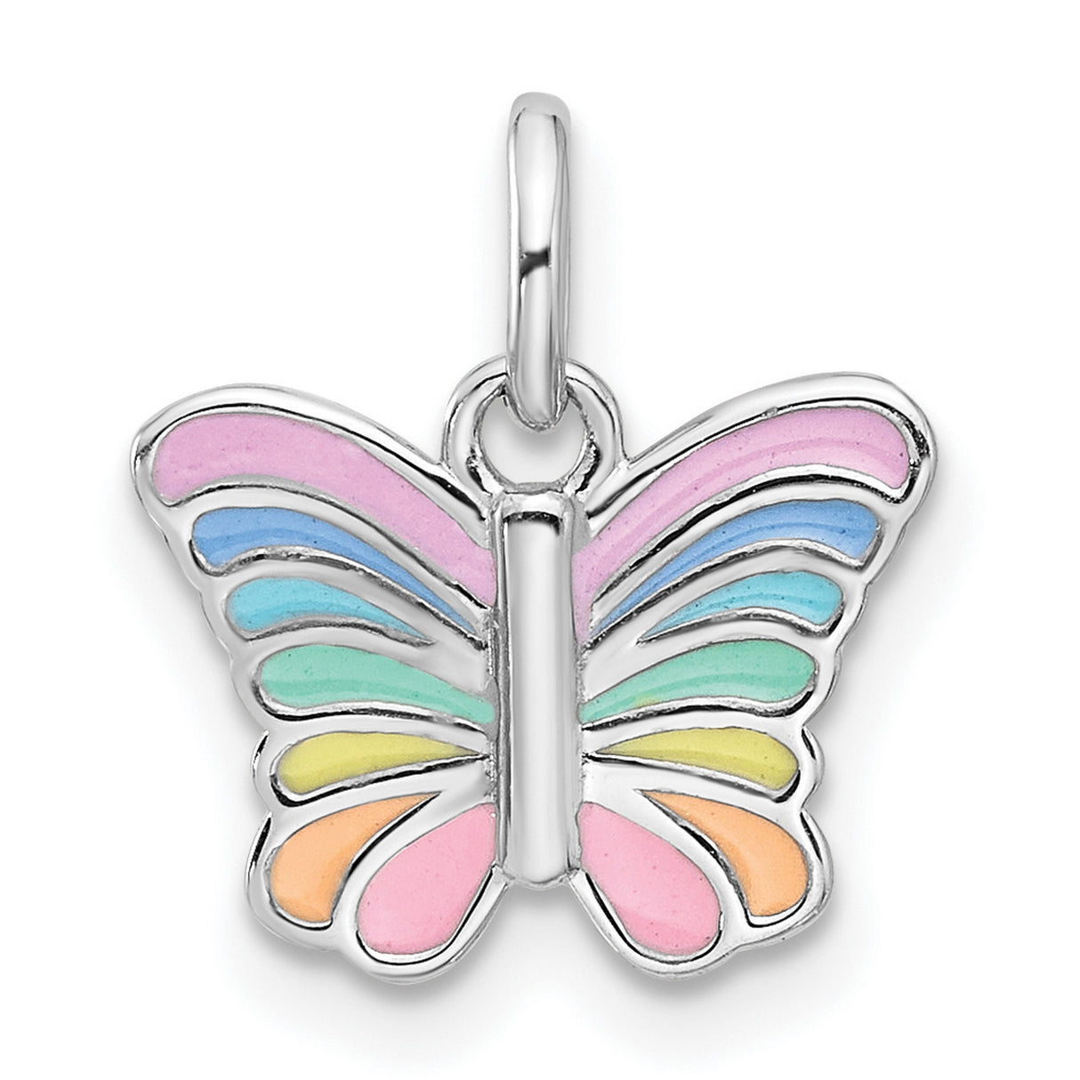 Sterling Silver Butterfly Pendant with Pastel Enamel Wings, Symbol of Transformation and Growth