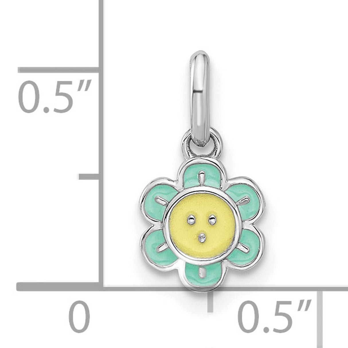 Sterling Silver Flower Pendant with Yellow Enamel Center and Light Blue Petals, Floral Charm Design