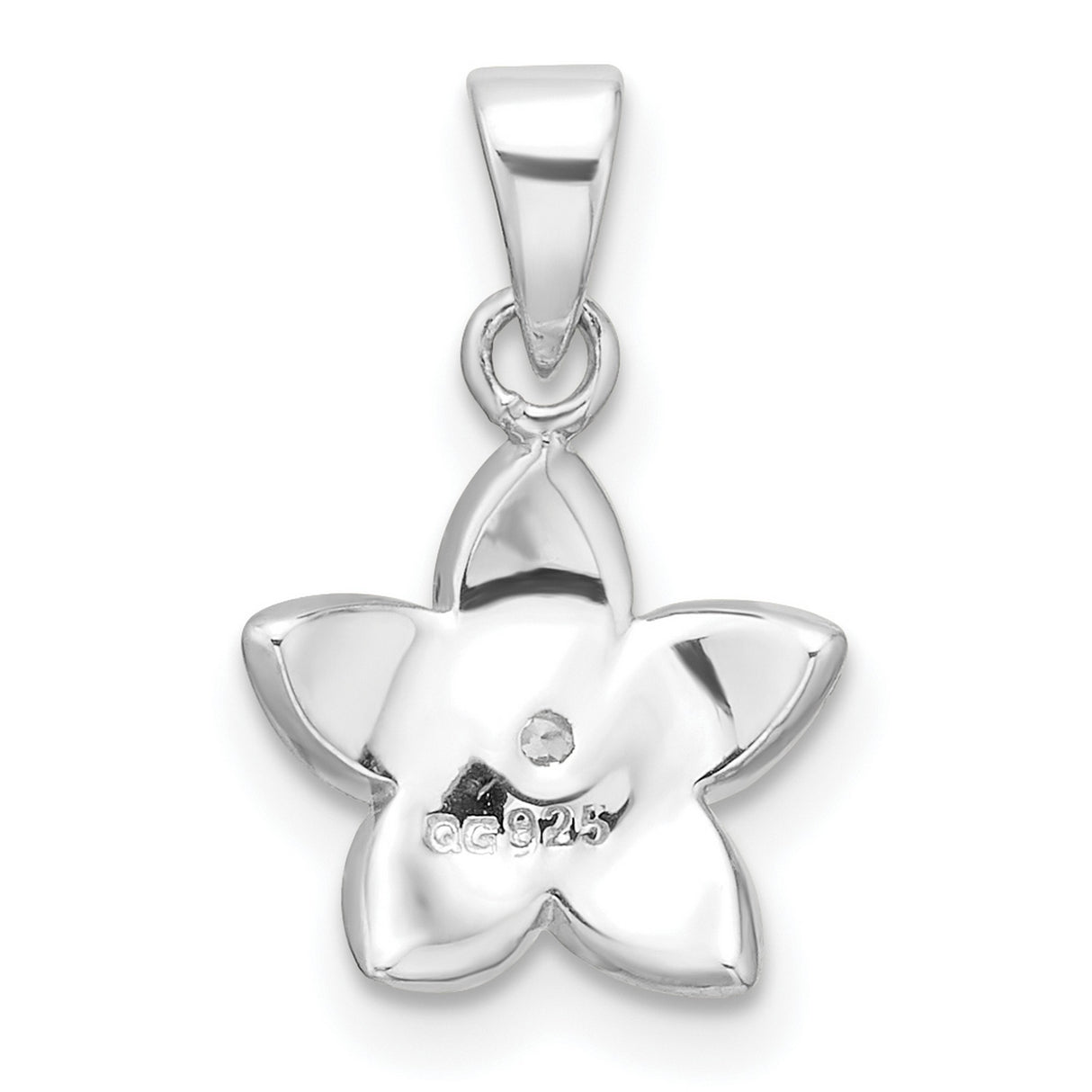 Sterling Silver Flower Pendant with Pink and Red Enamel Petals and Cubic Zirconia Center