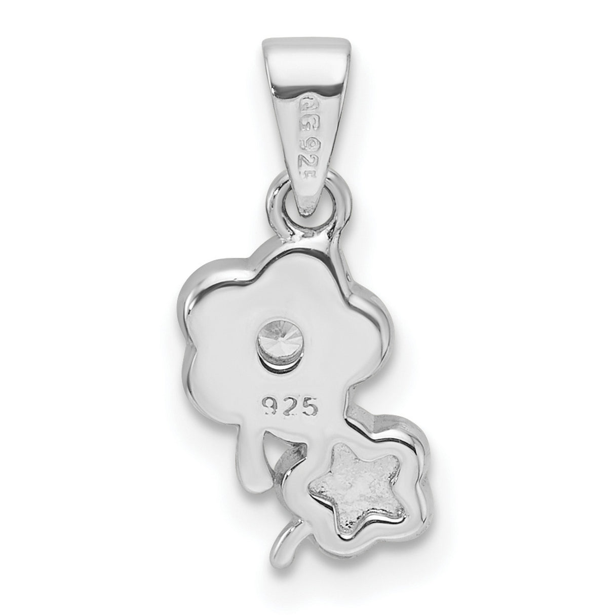 Sterling Silver Flower Pendant with Cubic Zirconia, Turquoise and Pink Enamel Blossoms