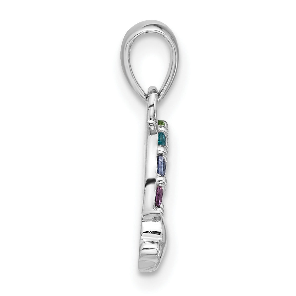 Sterling Silver Rainbow Pendant with Multicolor Crystals and Cloud Charm