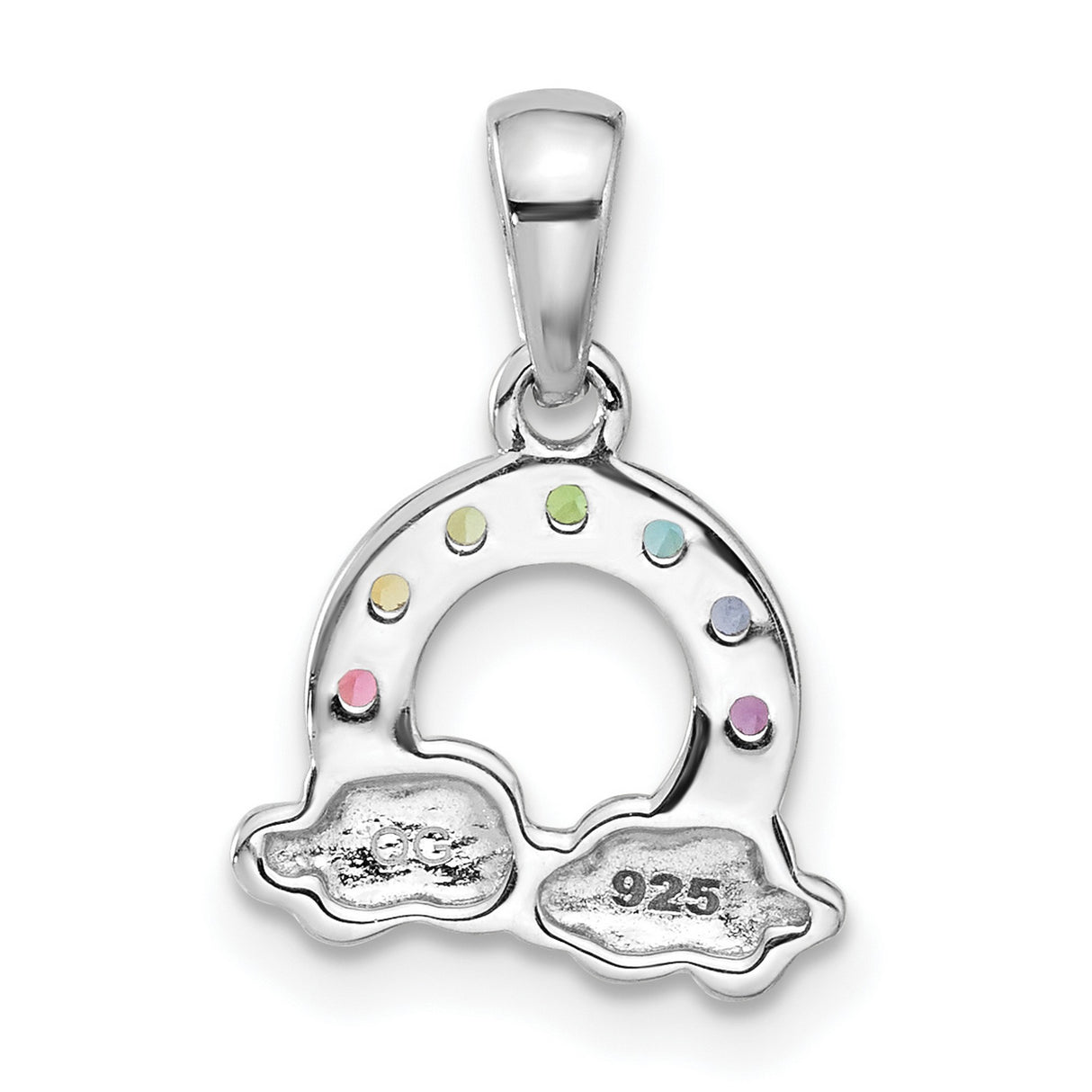 Sterling Silver Rainbow Pendant with Multicolor Crystals and Cloud Charm