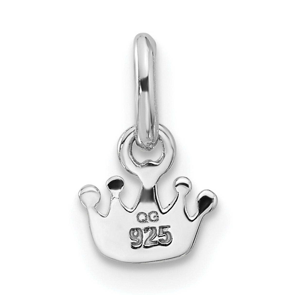 Sterling Silver Crown Pendant with Pink Heart Accent, Princess Theme Jewelry for Girls or Women