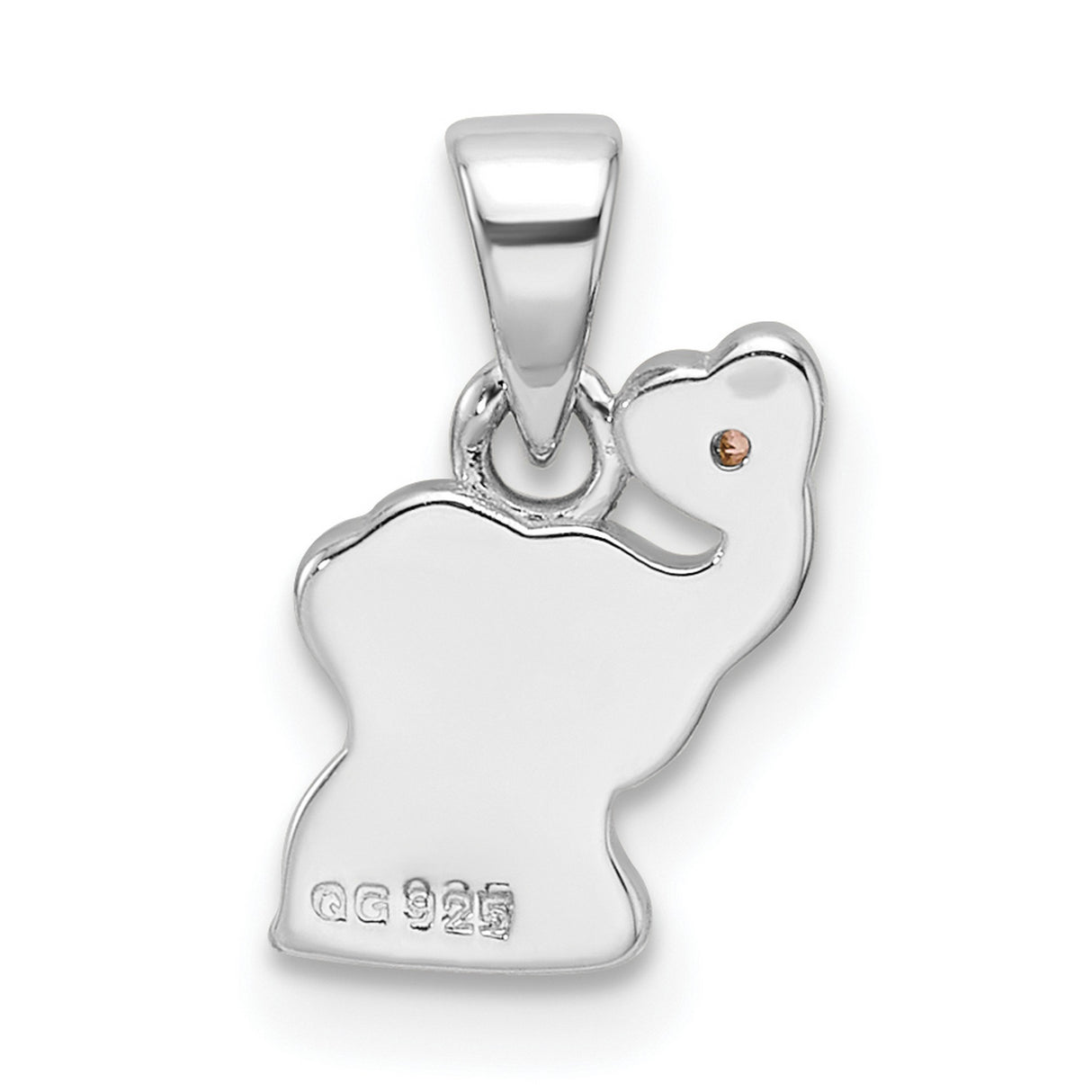 Sterling Silver Elephant Pendant with Pink Enamel and Cubic Zirconia Accent, Heart Design for Girls
