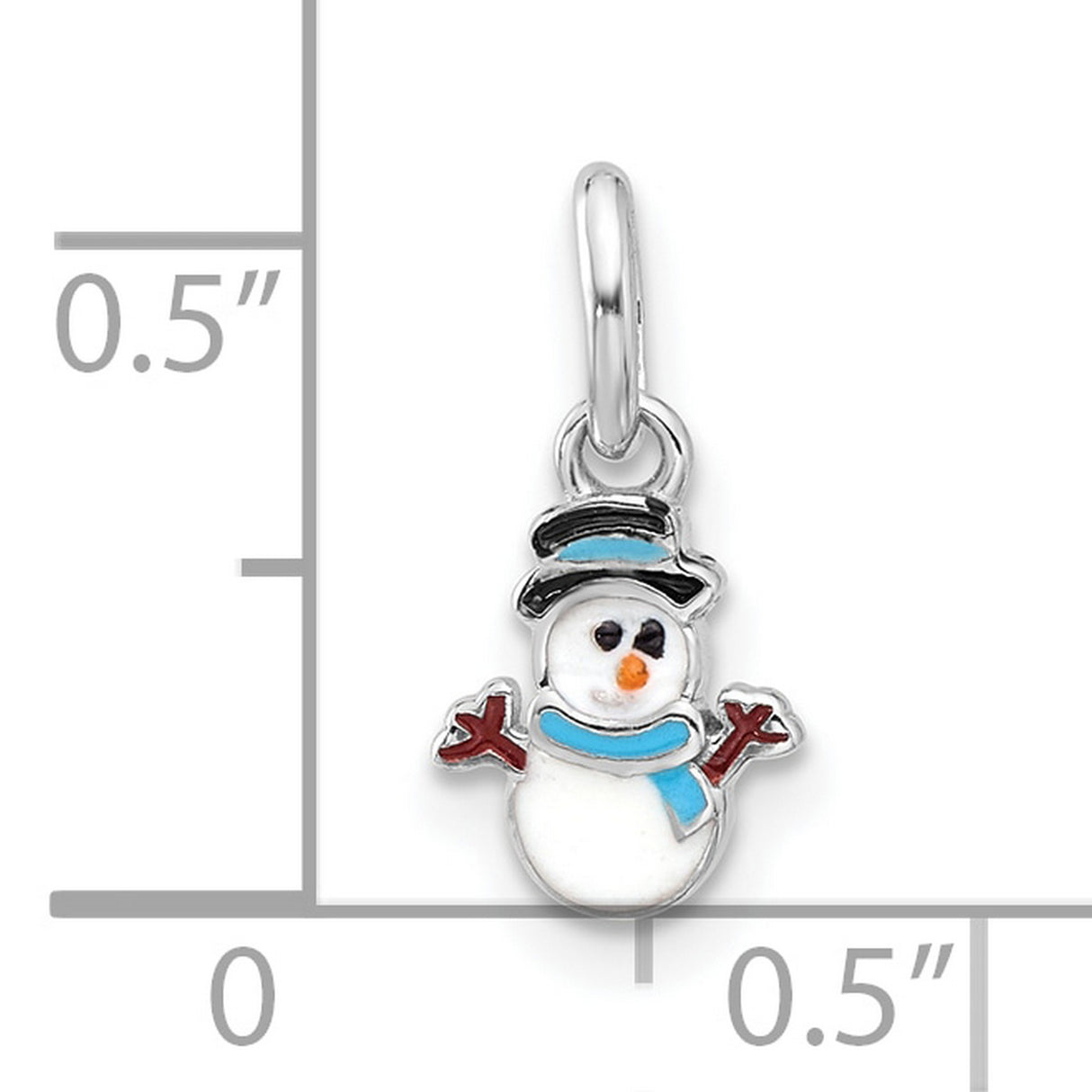Sterling Silver Snowman Pendant with Colorful Enamel, Scarf and Top Hat Design