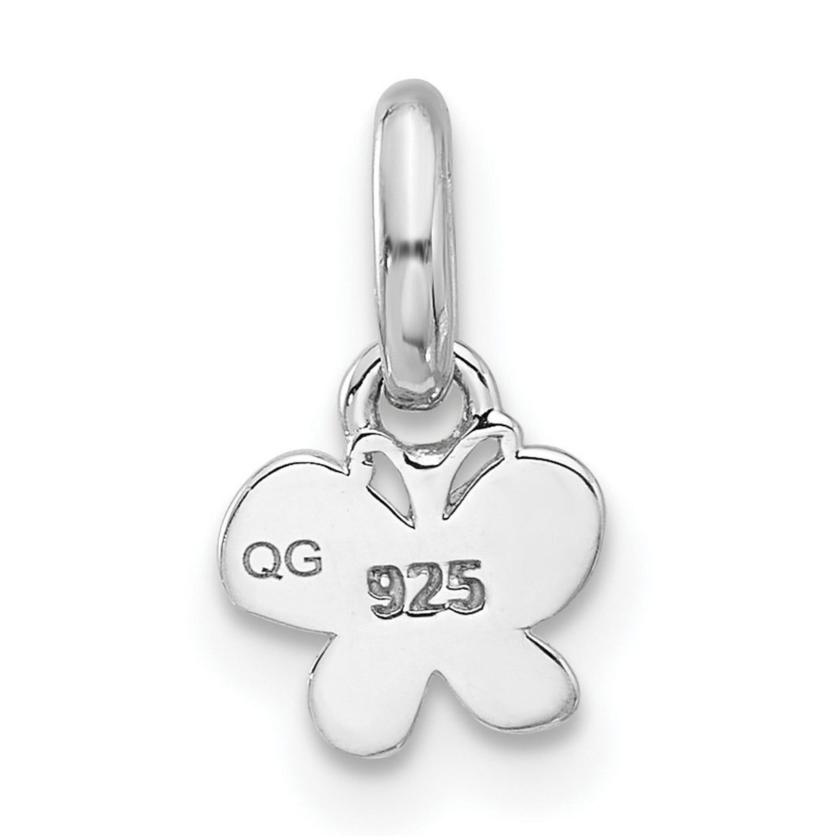 Sterling Silver Butterfly Pendant with Pink and Blue Enamel Wings and Heart Detail