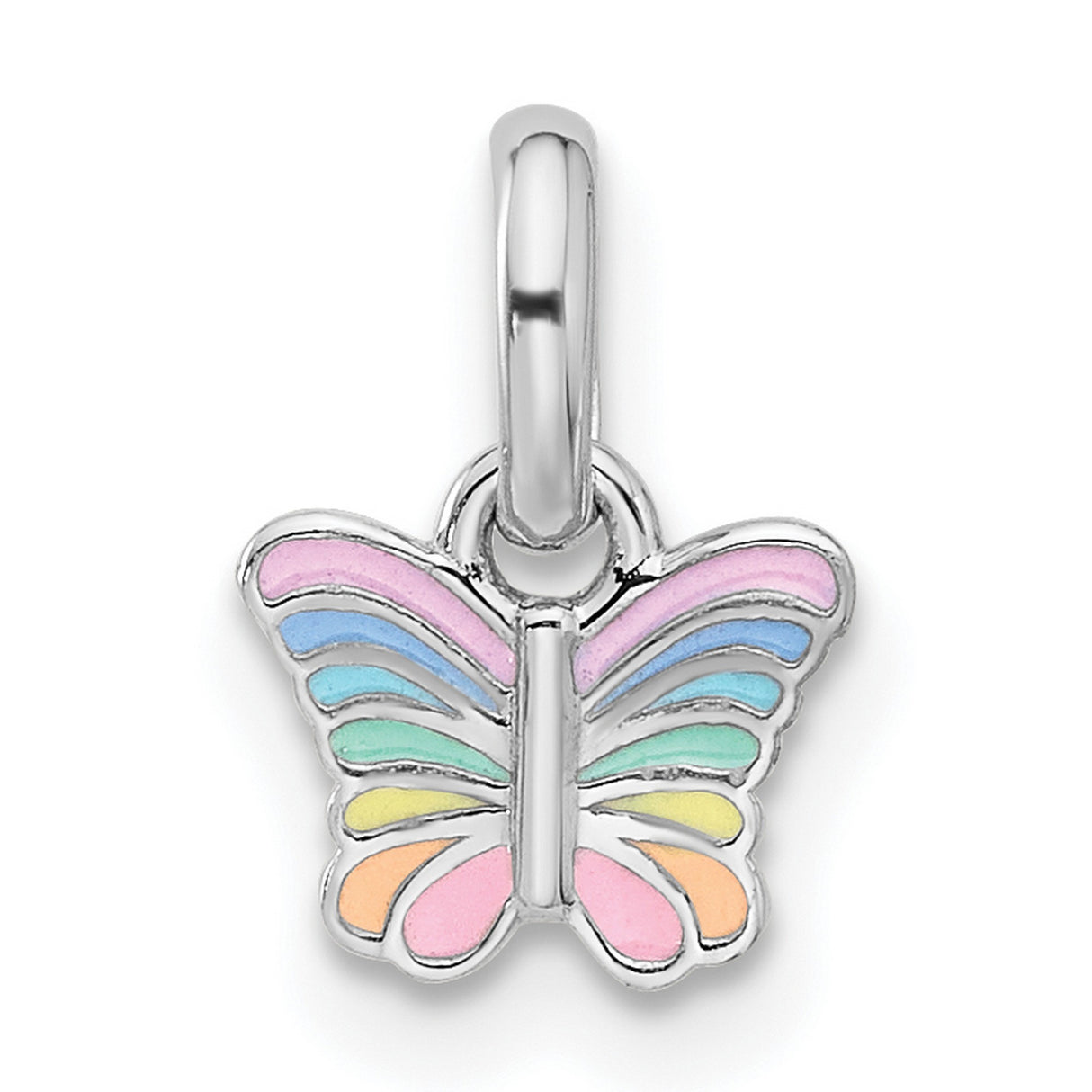 Sterling Silver Butterfly Pendant with Colorful Enamel Wings, Symbol of Growth and Freedom
