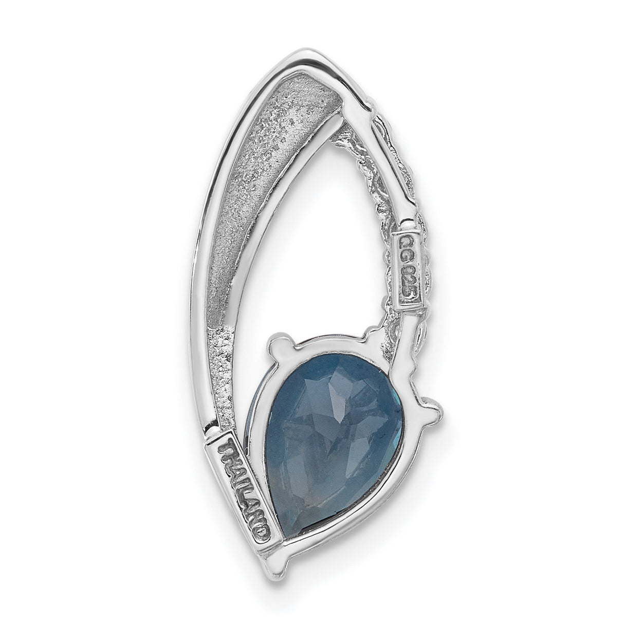 Sterling Silver Teardrop Pendant with London Blue Topaz and Cubic Zirconia Accents
