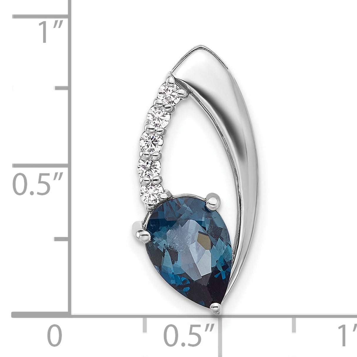 Sterling Silver Teardrop Pendant with London Blue Topaz and Cubic Zirconia Accents
