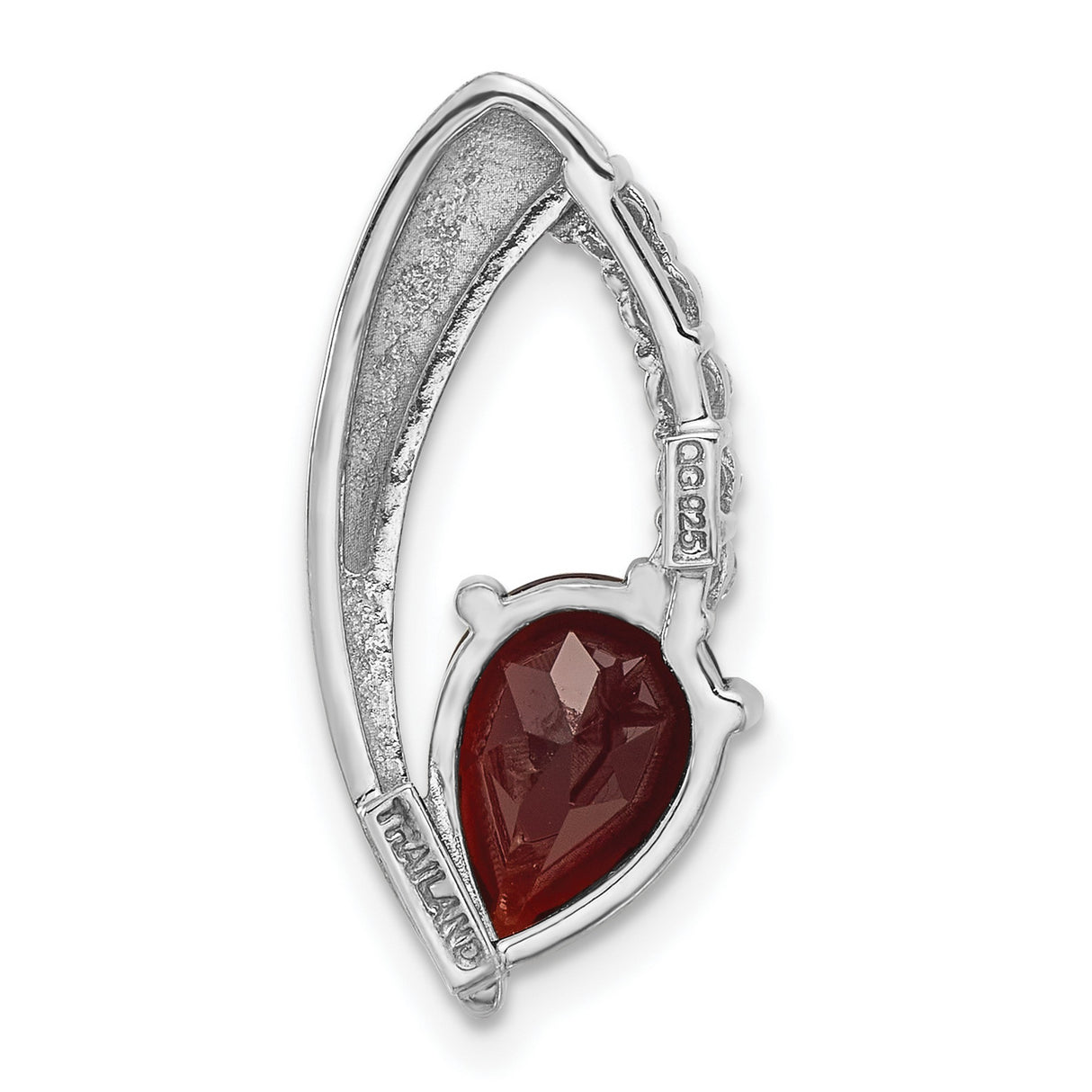 Sterling Silver Teardrop Pendant with Garnet and Cubic Zirconia Accents for Women