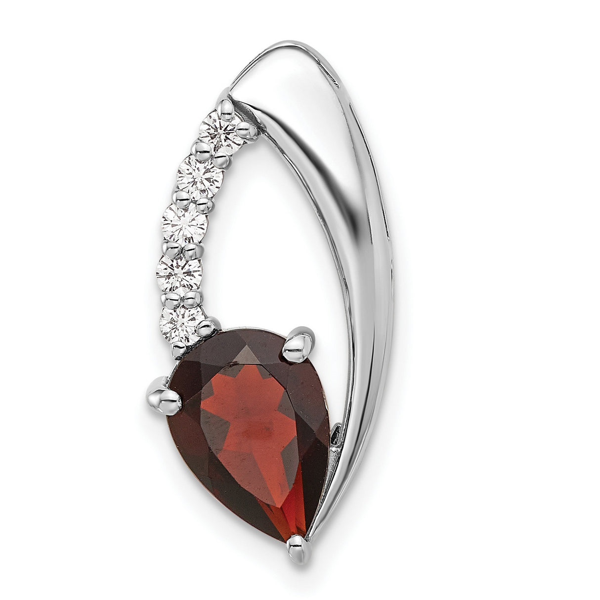 Sterling Silver Teardrop Pendant with Garnet and Cubic Zirconia Accents for Women