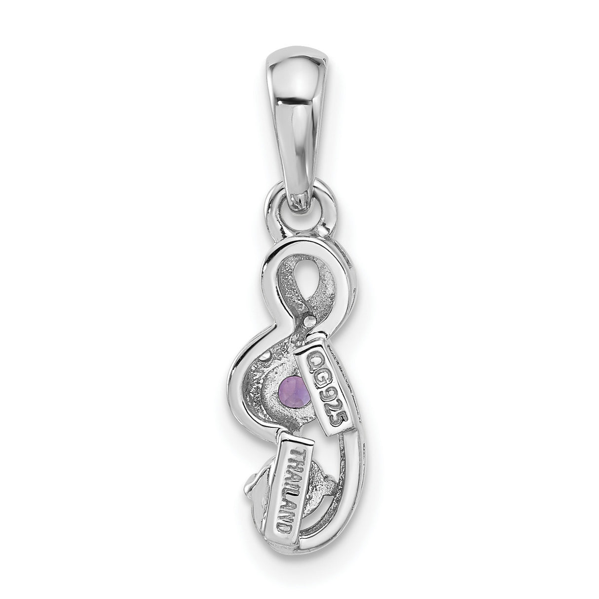 Sterling Silver Infinity Pendant with Amethyst and Cubic Zirconia Accents