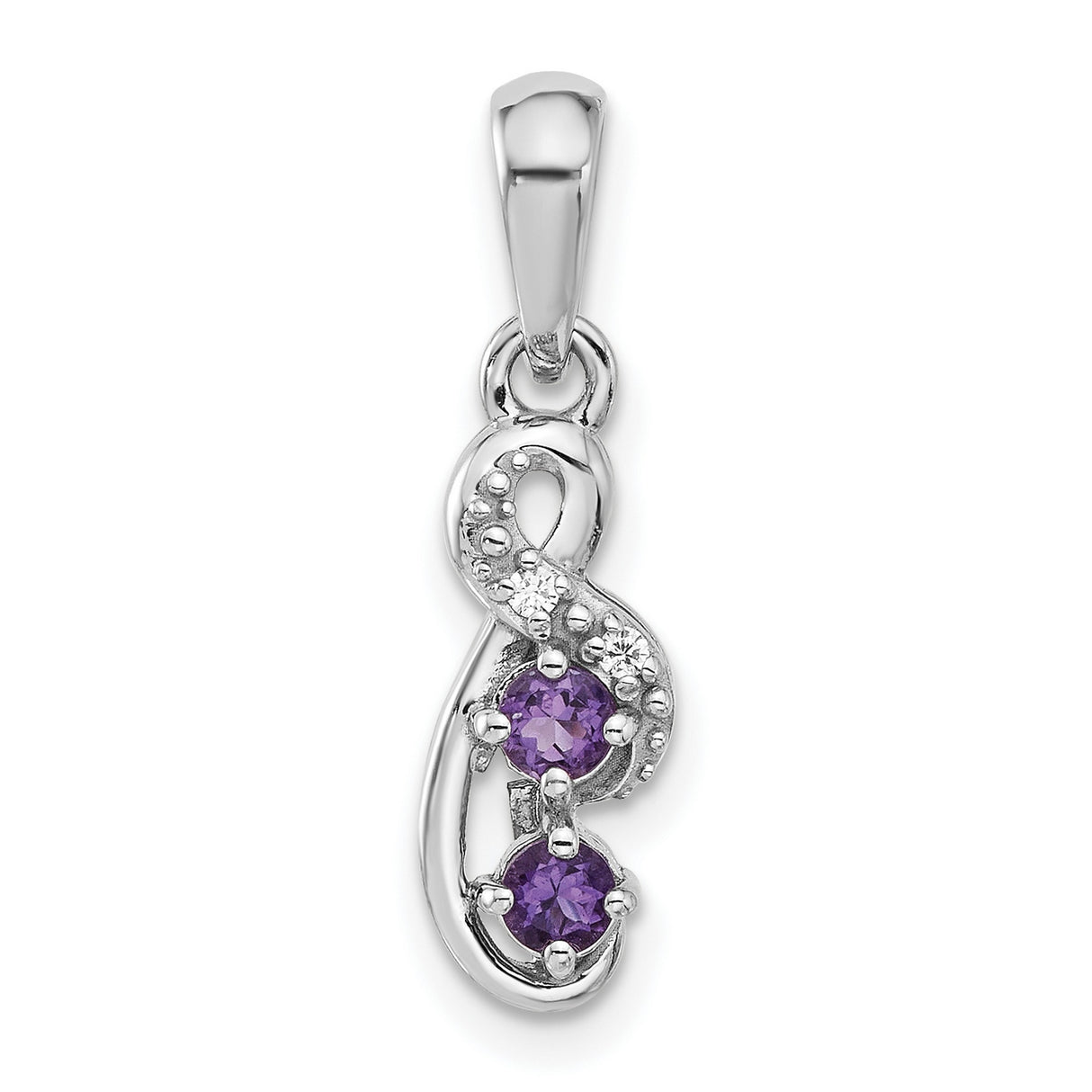 Sterling Silver Infinity Pendant with Amethyst and Cubic Zirconia Accents