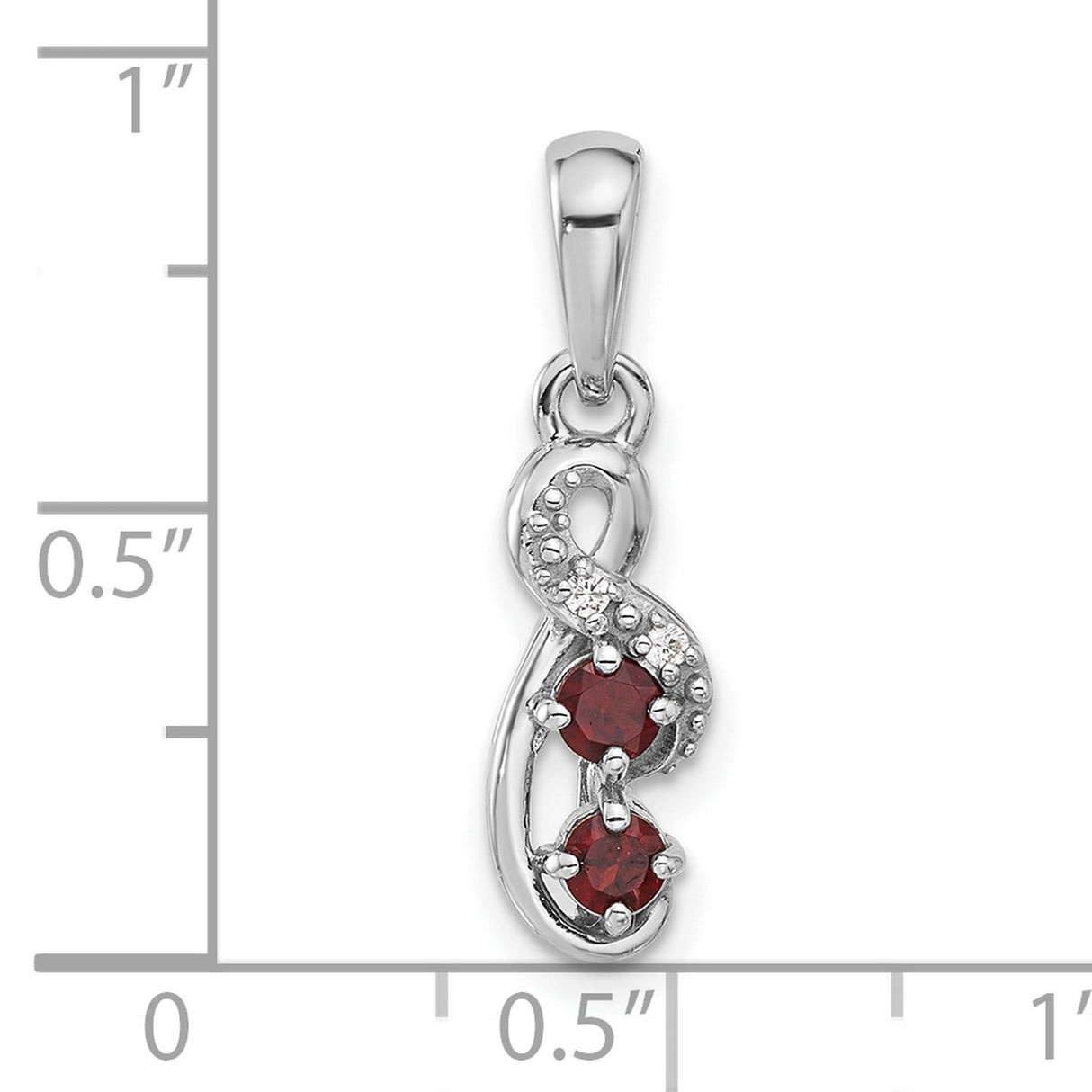 Sterling Silver Infinity Pendant with Garnet and Cubic Zirconia, Swirl Design