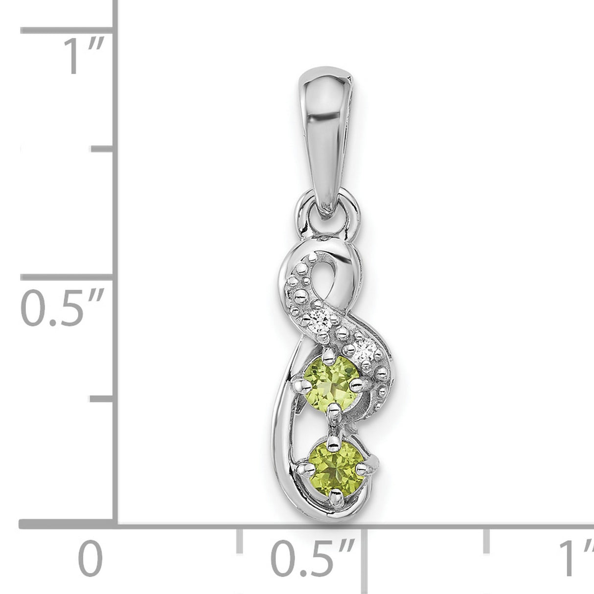 Sterling Silver Infinity Pendant with Peridot and Cubic Zirconia, Swirl Design