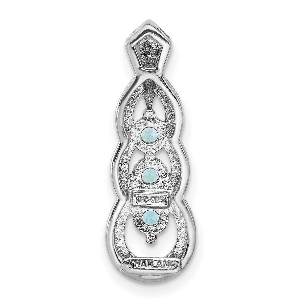 Sterling Silver Pendant with Swiss Blue Topaz, Vintage Milgrain Detail and Beaded Accents