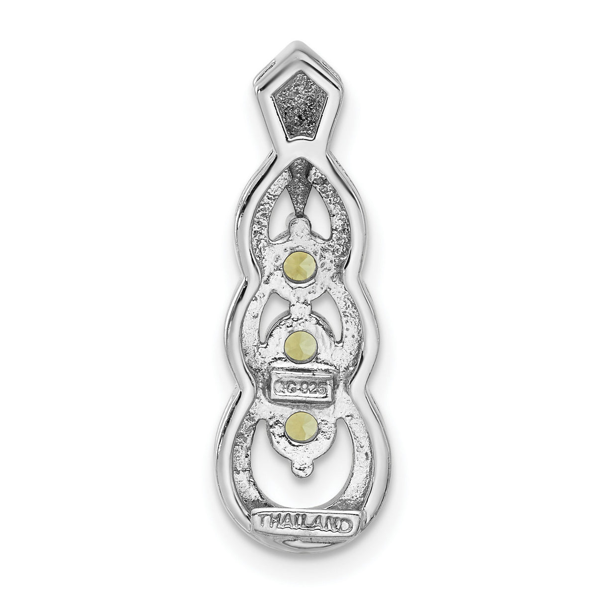 Sterling Silver Infinity Pendant with Peridot in Vintage Loop Design for Women