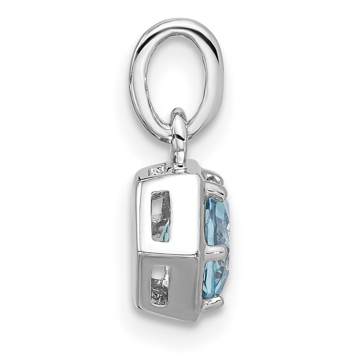 Sterling Silver Hexagon Pendant with Sky Blue Topaz, Modern Geometric Charm for Women