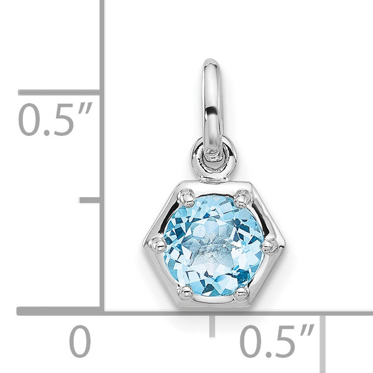 Sterling Silver Hexagon Pendant with Sky Blue Topaz, Modern Geometric Charm for Women