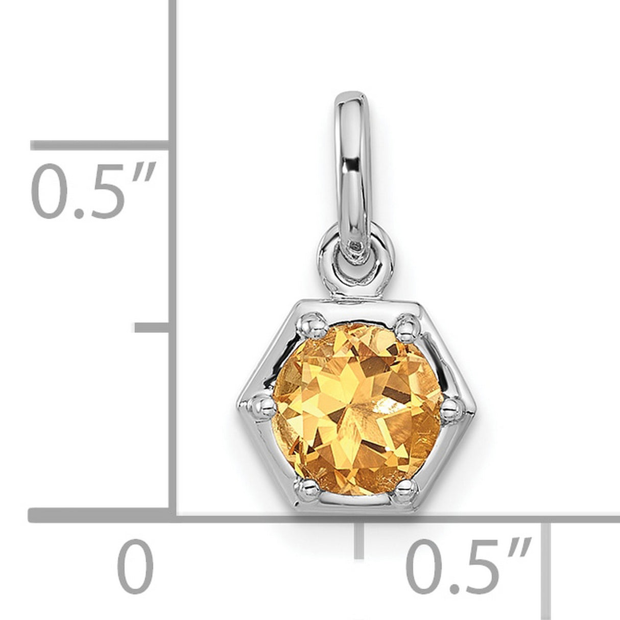 Sterling Silver Hexagon Pendant with Citrine, Modern Geometric Style for Women