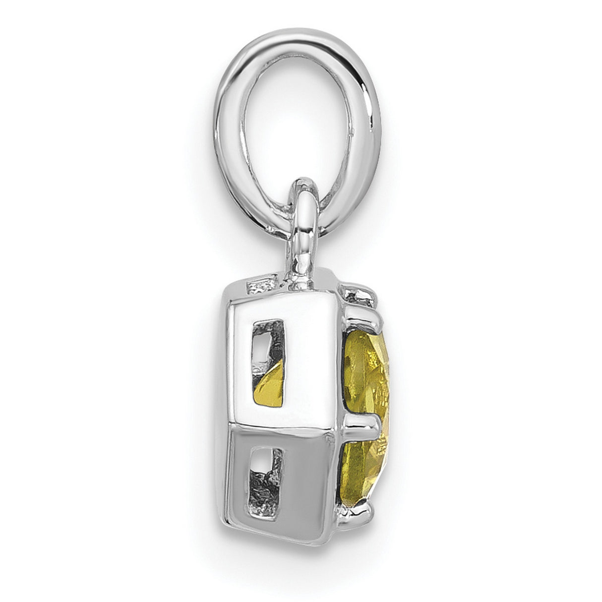 Sterling Silver Peridot Pendant with Faceted Round Gemstone in Hexagon Frame