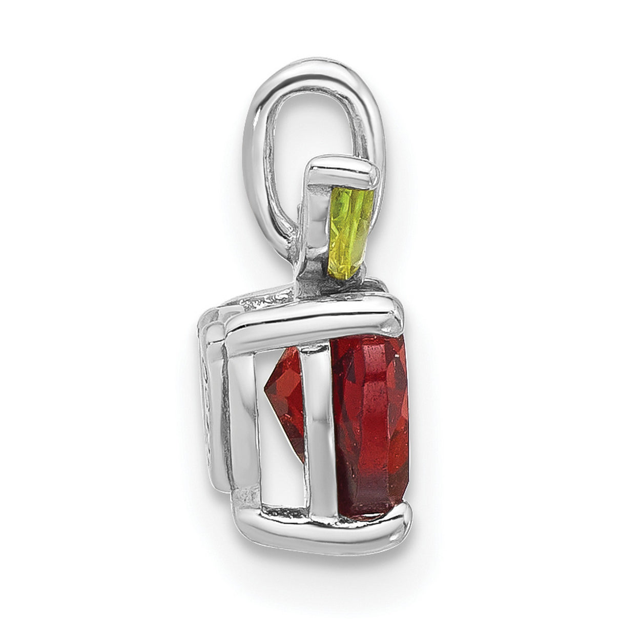 Garnet and Peridot Apple Charm Pendant in Real 925 Sterling Silver