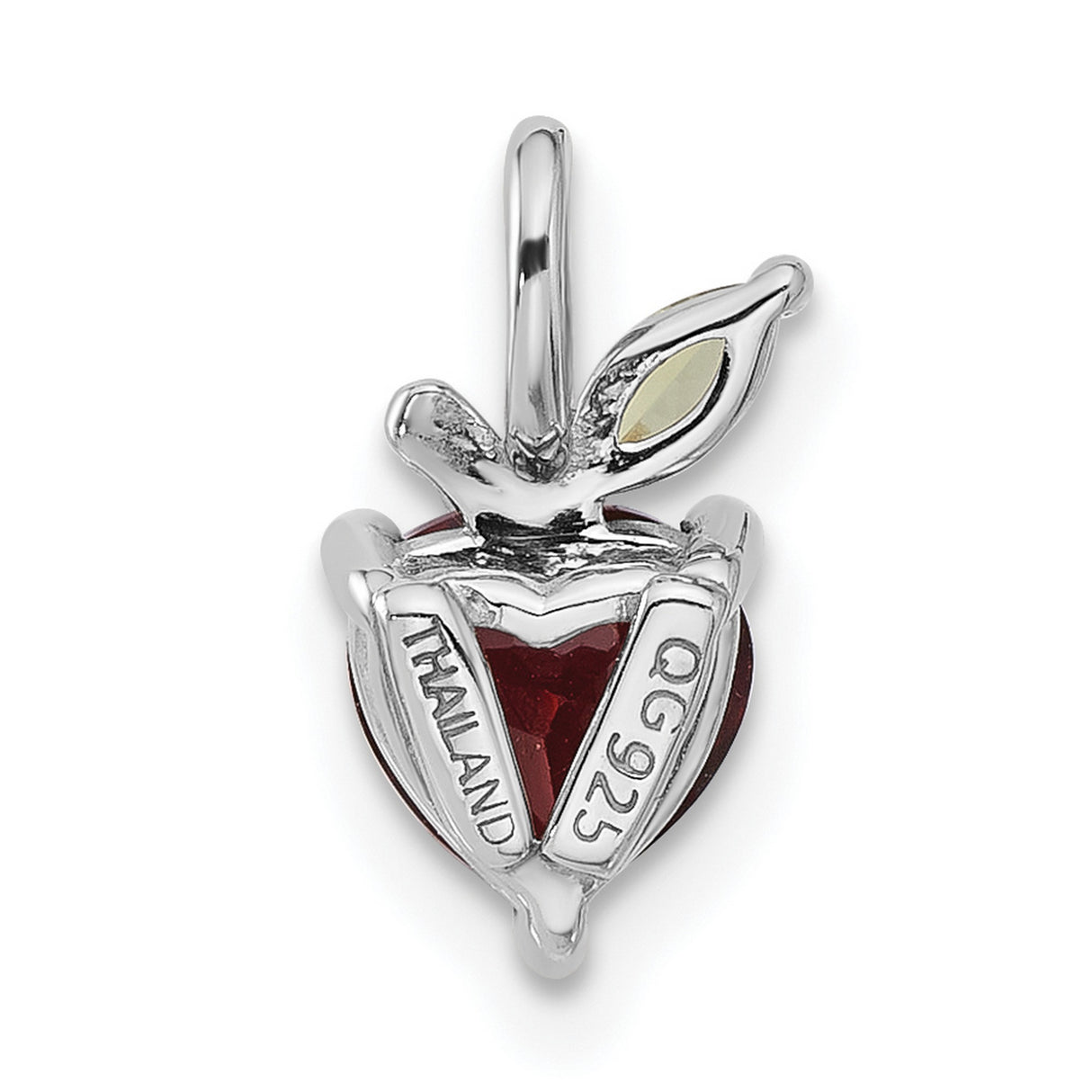 Garnet and Peridot Apple Charm Pendant in Real 925 Sterling Silver