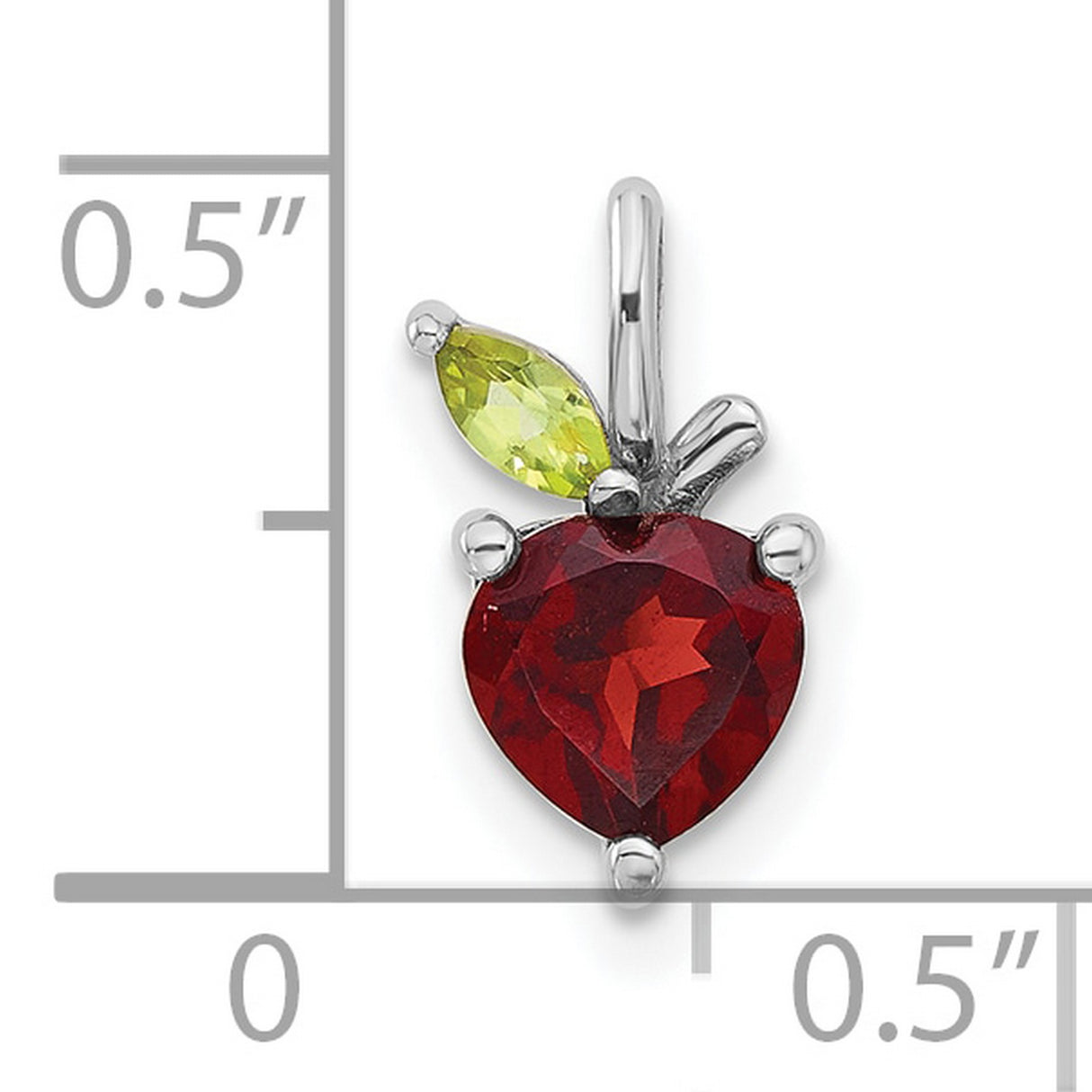 Garnet and Peridot Apple Charm Pendant in Real 925 Sterling Silver