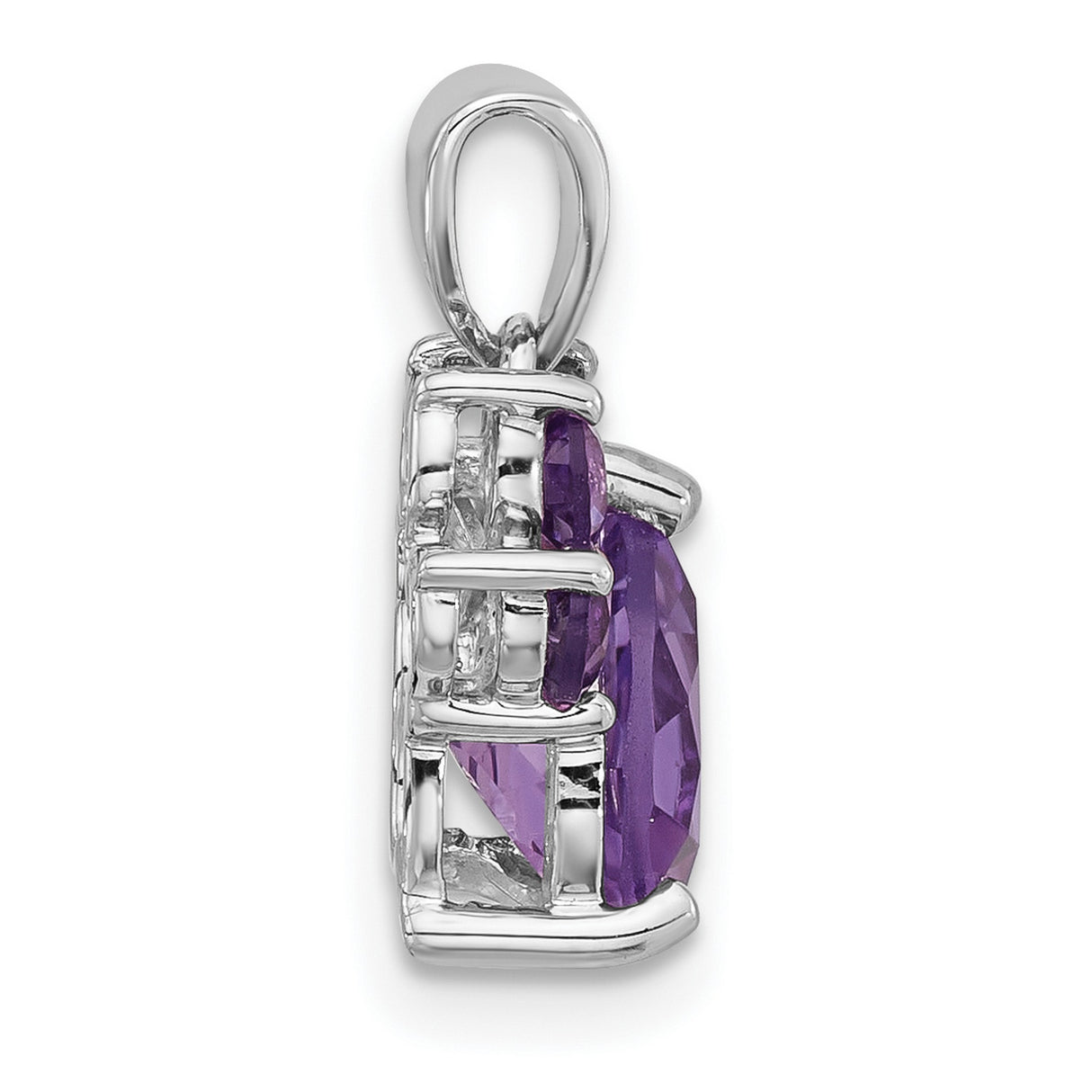 Sterling Silver Paw Print Pendant with Amethyst, Pet Memorial Jewelry for Women