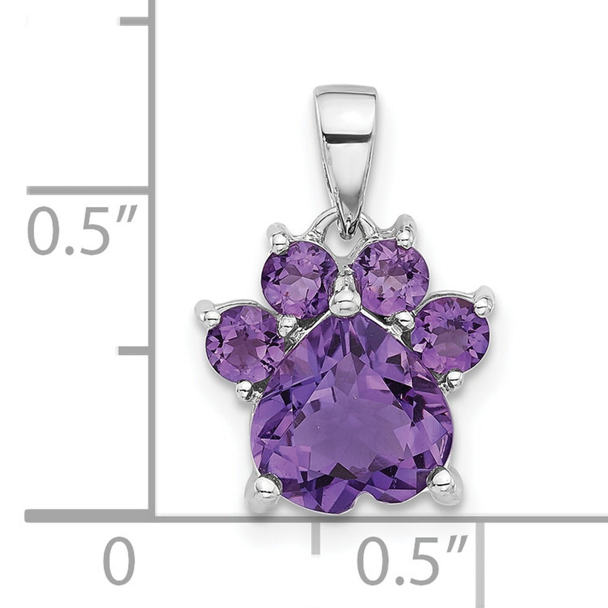Sterling Silver Paw Print Pendant with Amethyst, Pet Memorial Jewelry for Women