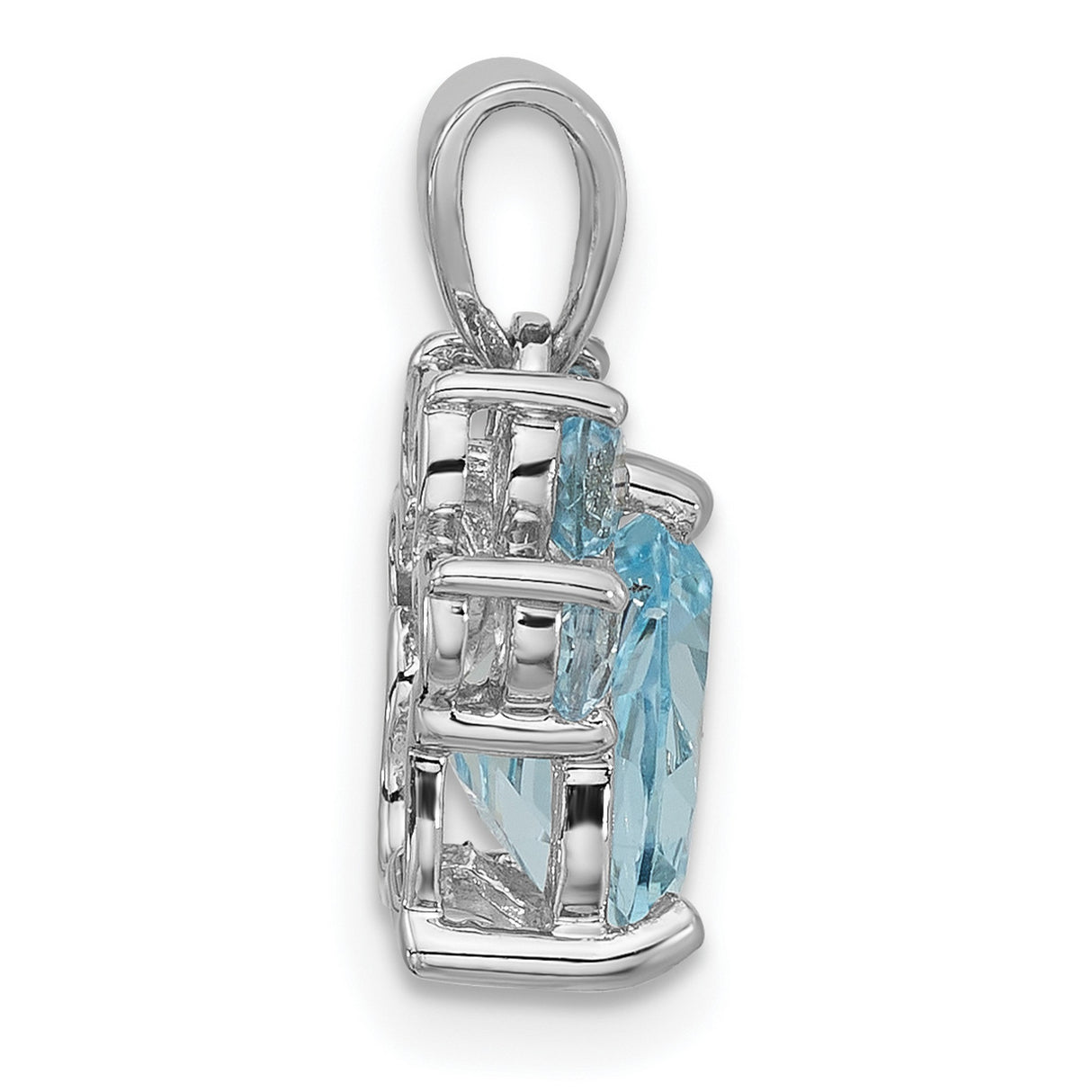 Sterling Silver Paw Pendant with Sky Blue Topaz, Pet Memorial Jewelry for Women
