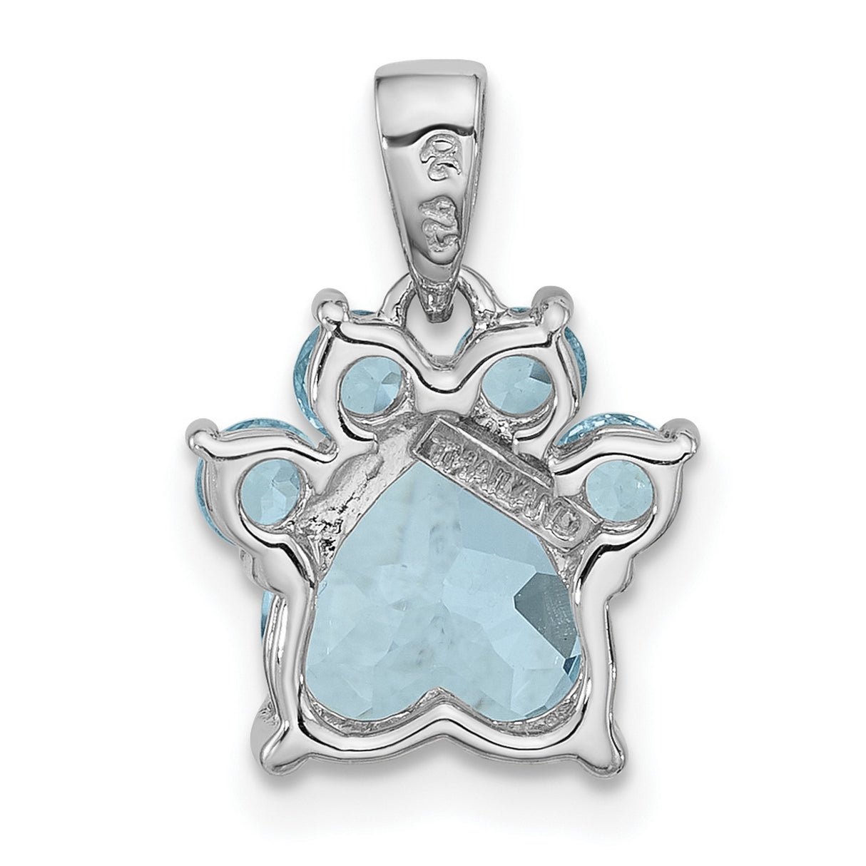 Sterling Silver Paw Pendant with Sky Blue Topaz, Pet Memorial Jewelry for Women