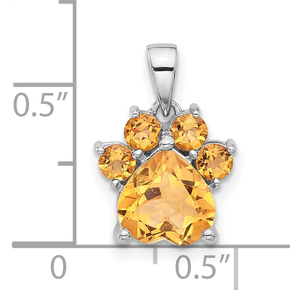 Sterling Silver Paw Print Pendant with Citrine Gemstone, Pet Memorial Jewelry for Women