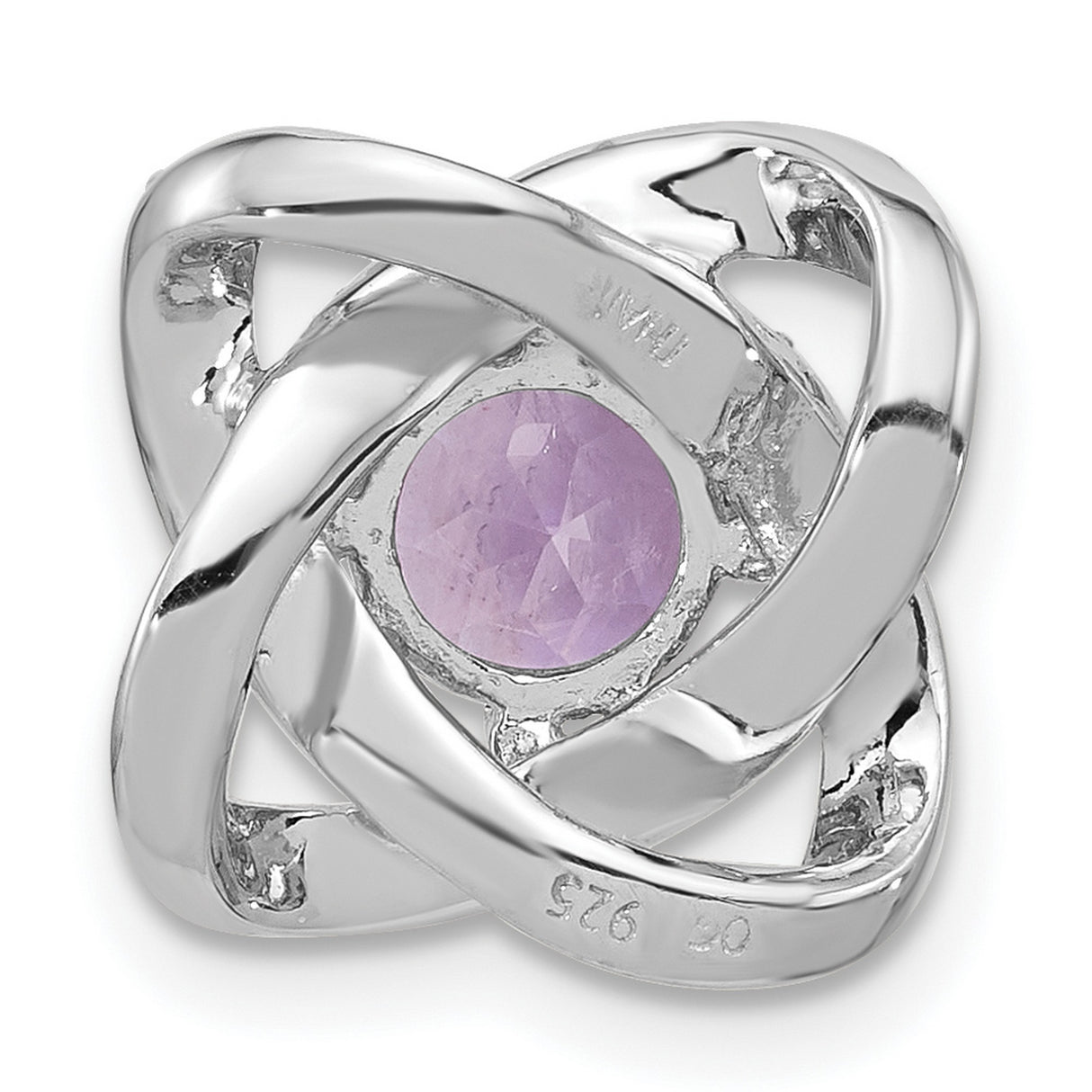 Sterling Silver Knot Pendant with Amethyst and Cubic Zirconia, Infinity Loop Design