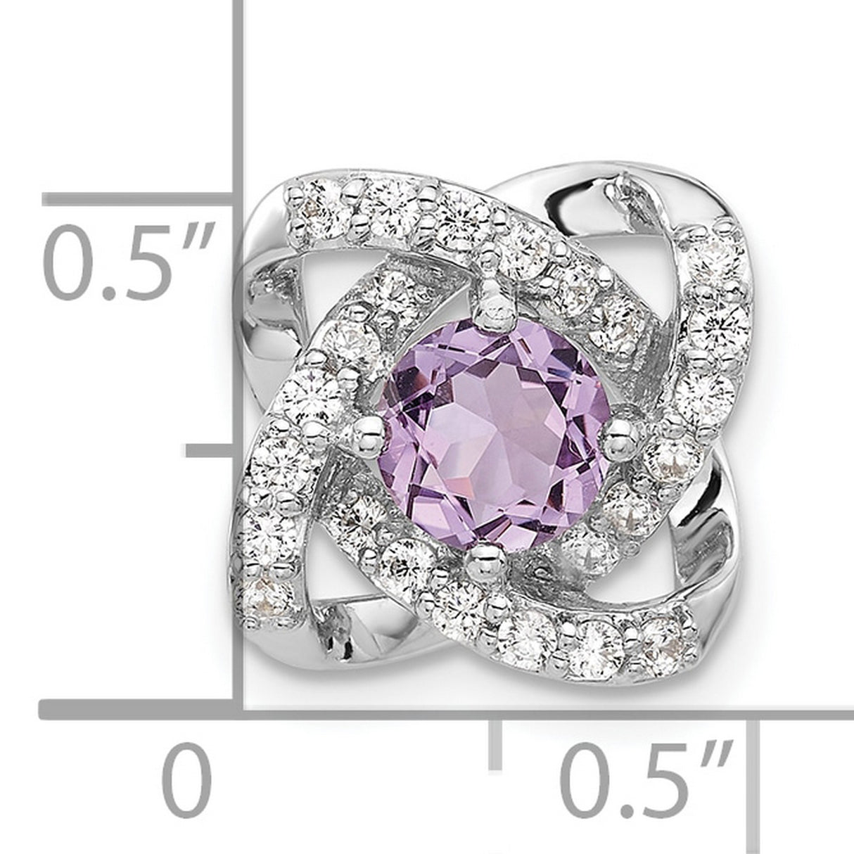 Sterling Silver Knot Pendant with Amethyst and Cubic Zirconia, Infinity Loop Design