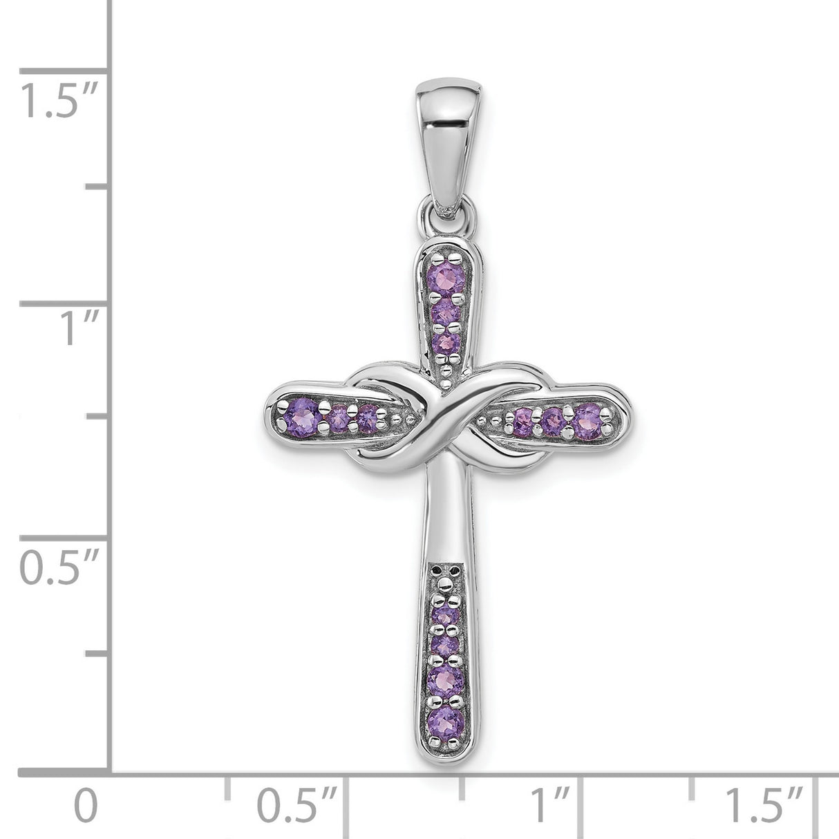 Sterling Silver Infinity Cross Pendant with Amethyst, Spiritual and Modern Faith Design