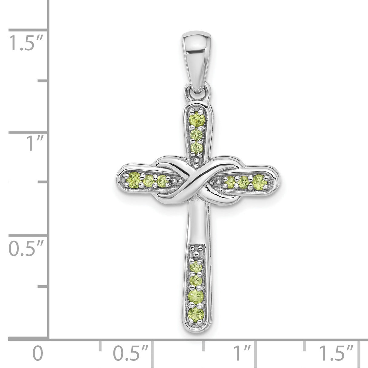 Sterling Silver Infinity Cross Pendant with Peridot, Spiritual Symbol for Men and Women