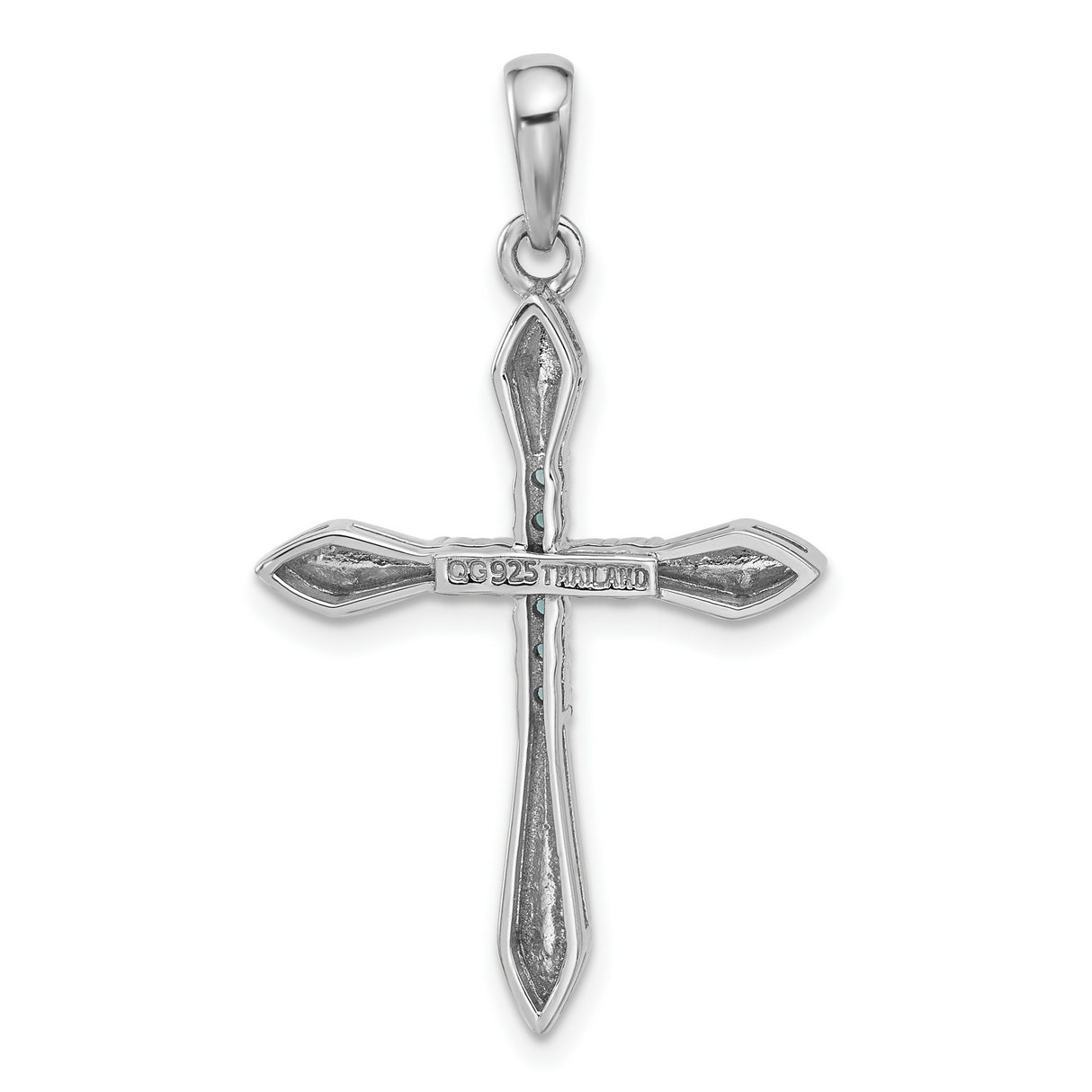 Sterling Silver Cross Pendant with London Blue Topaz, Modern Religious Design