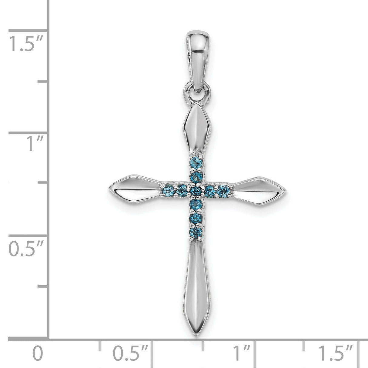 Sterling Silver Cross Pendant with London Blue Topaz, Modern Religious Design