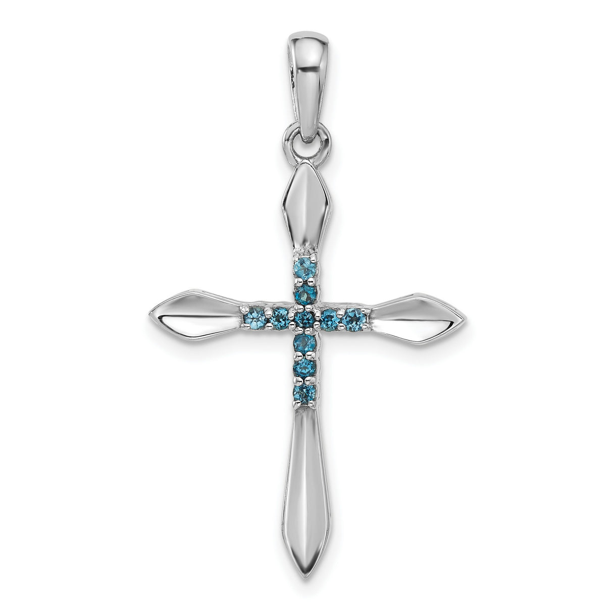 Sterling Silver Cross Pendant with London Blue Topaz, Modern Religious Design