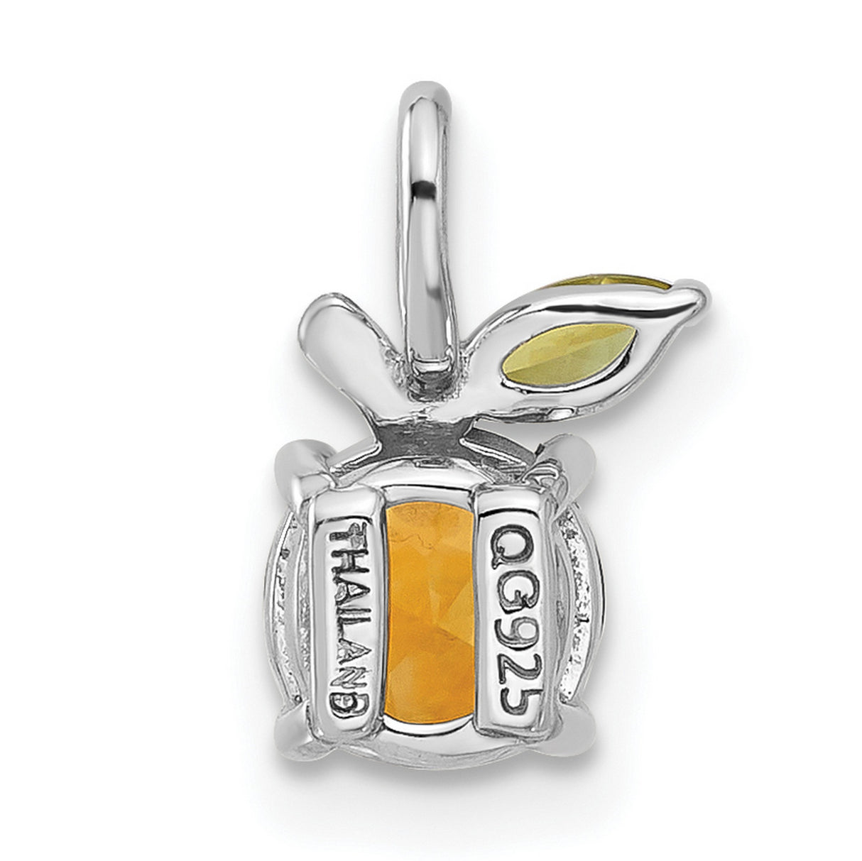 Sterling Silver Fruit Pendant with Citrine and Peridot, Botanical Nature-Inspired Design for Women