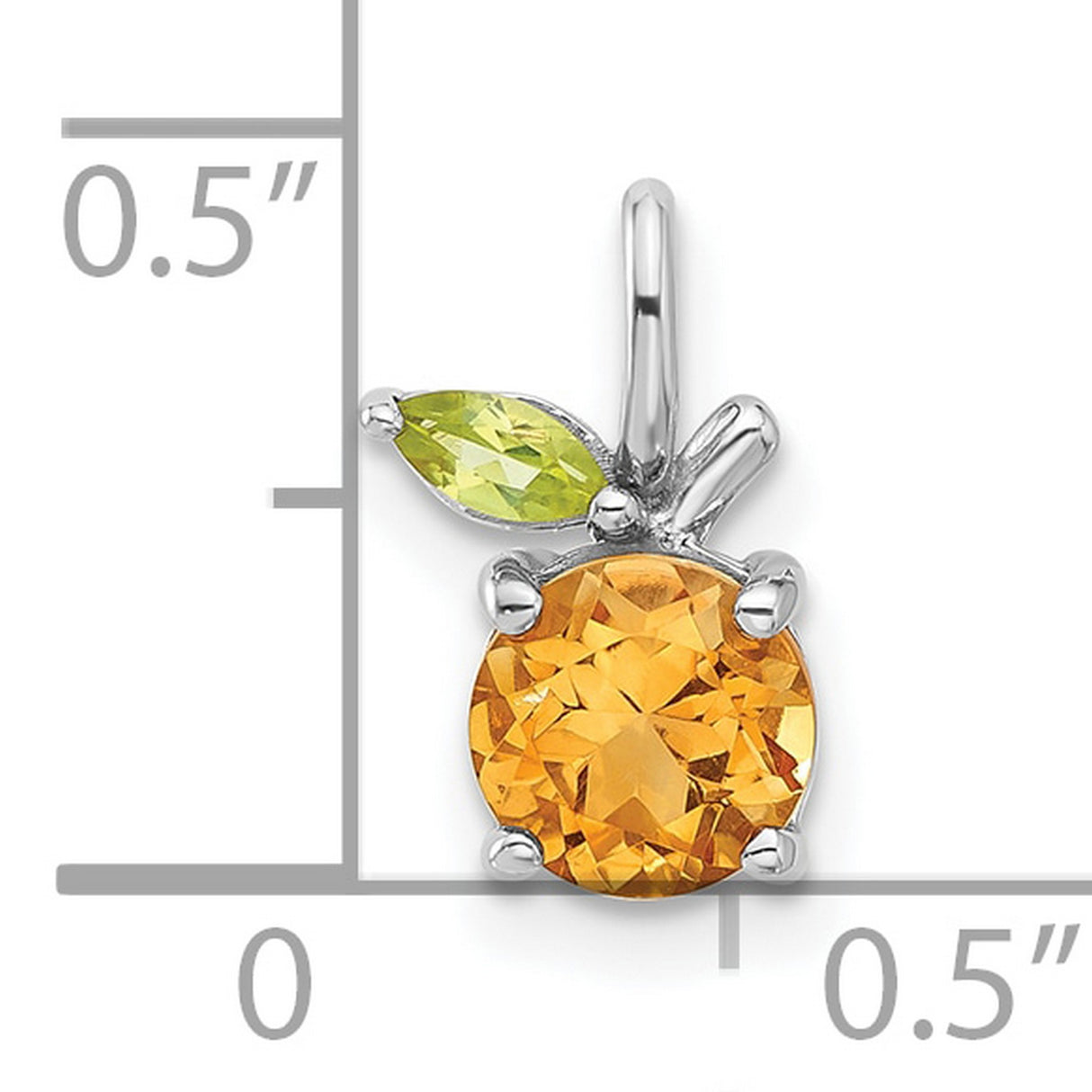 Sterling Silver Fruit Pendant with Citrine and Peridot, Botanical Nature-Inspired Design for Women