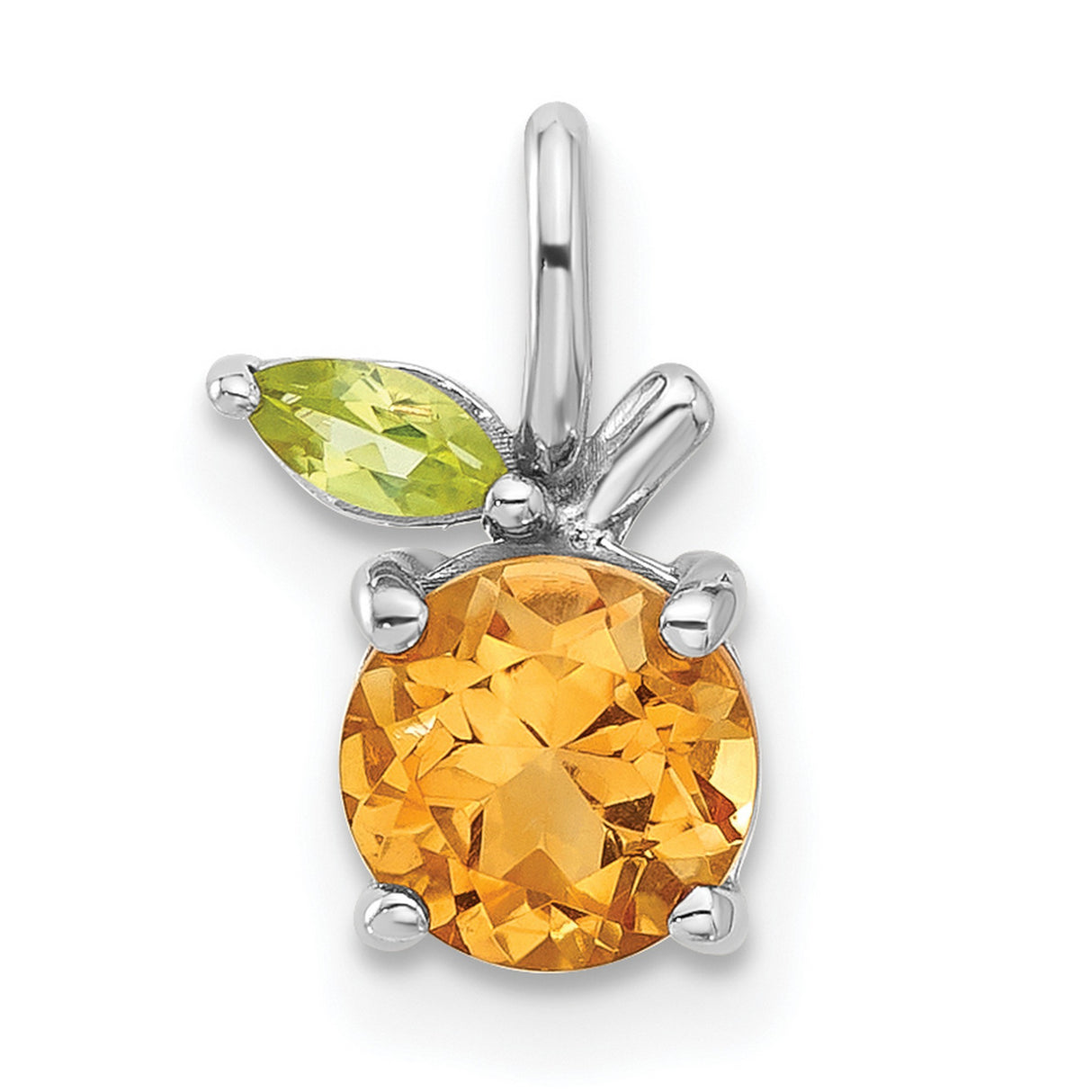 Sterling Silver Fruit Pendant with Citrine and Peridot, Botanical Nature-Inspired Design for Women